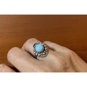 Sterling Silver Ring With Light Blue Stone Size 6 Vintage SouthWest Santa Fe